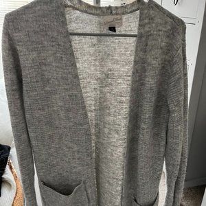 Gray long cardigan sweater